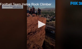 College Football Team Helps Struggling Rock Climber