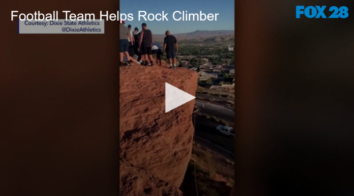 2020-08-10 College Football Team Helps Struggling Rock Climber FOX 28 Spokane