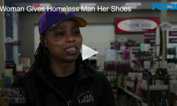 Woman Gives Homeless Man Her Shoes