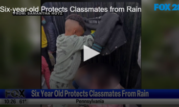 Six-year-old Protects Classmates from Rain