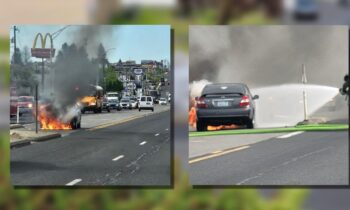 Spokane County firefighters put out car fire