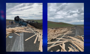 Semi-truck rolls over in Whitman County