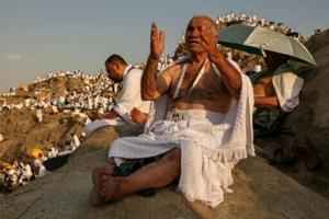 Muslim pilgrims pray atop scorching Mount Arafat in hajj climax