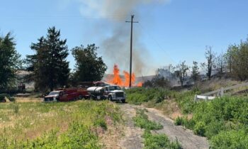 Brush fire burns in Whitman County