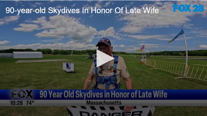 90 year old skydives in honor of late wife July 16, 2024