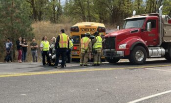 School bus involved in 4-car crash on southbound Highway 2 near Colbert, long delays expected