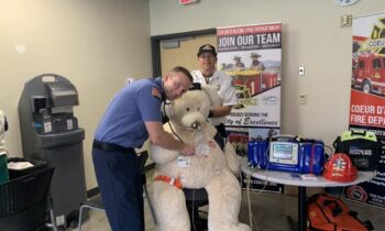 Coeur d’Alene Fire Department treats Frank the Giant Teddy Bear