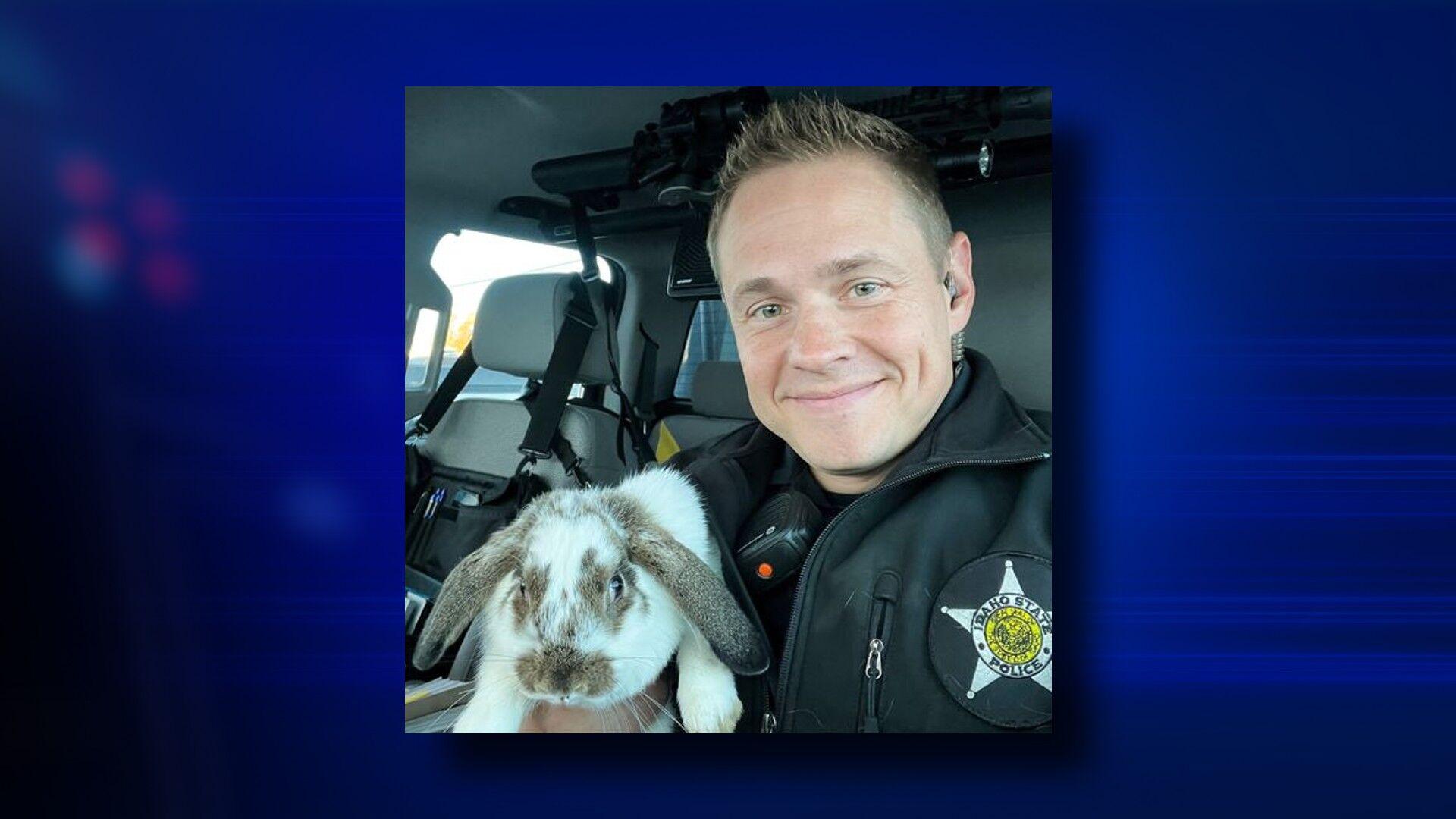 Idaho trooper rescues lost bunny rabbit near Idaho Falls | FOX 28 Spokane