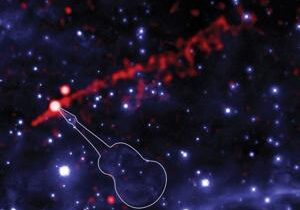 Space scientists spot far out cosmic ‘flame-throwing guitar’