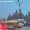 Bus carrying Athol Elementary students crashes into power pole