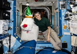 Stranded astronaut makes reindeer out of random items on space station